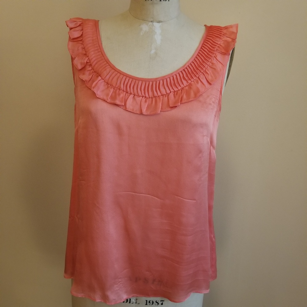 J Crew Peach Silk Ruffle Camisole